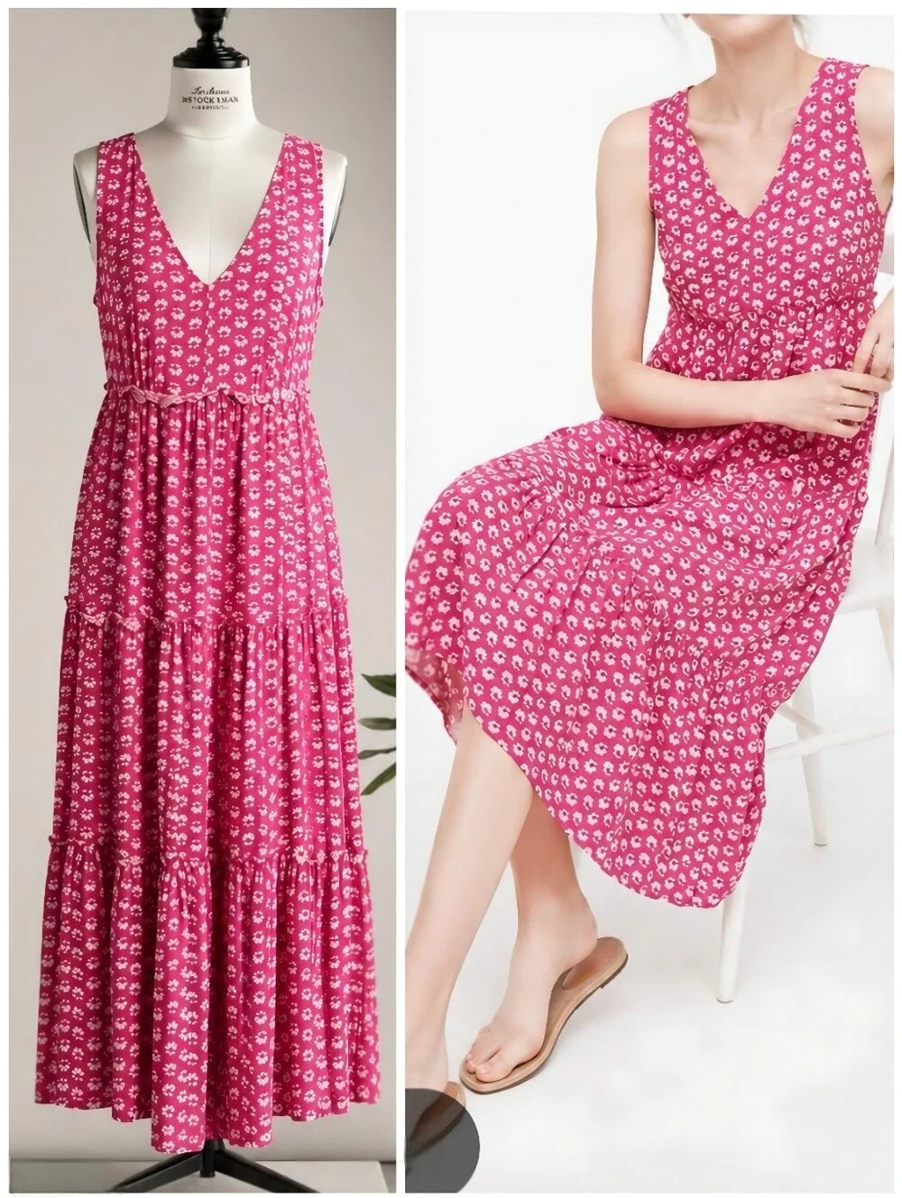 NWT J. Crew Pink Floral Tiered Dress, 14